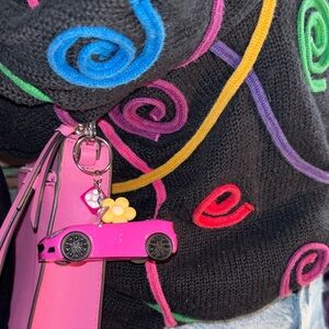 Barbie Pink Convertible Car Keychain Purse Charm